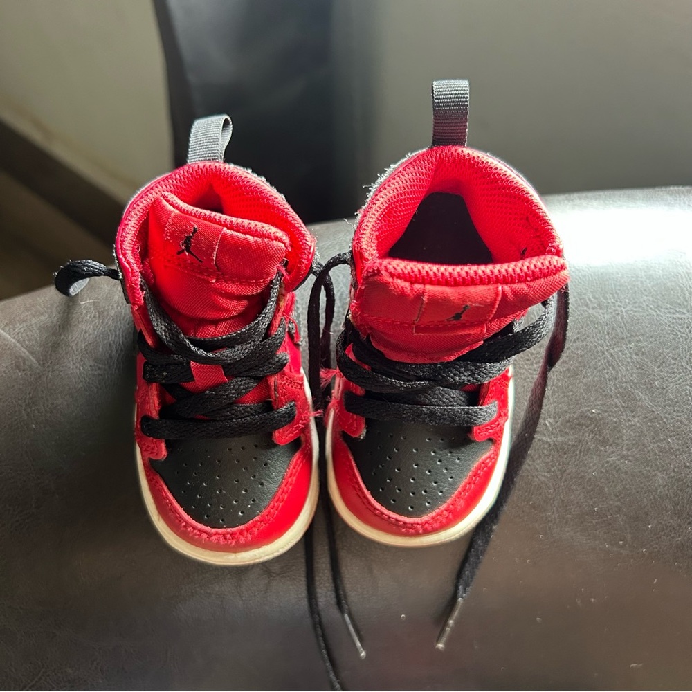Jordan Kids Red and Black High-Top Sneakers